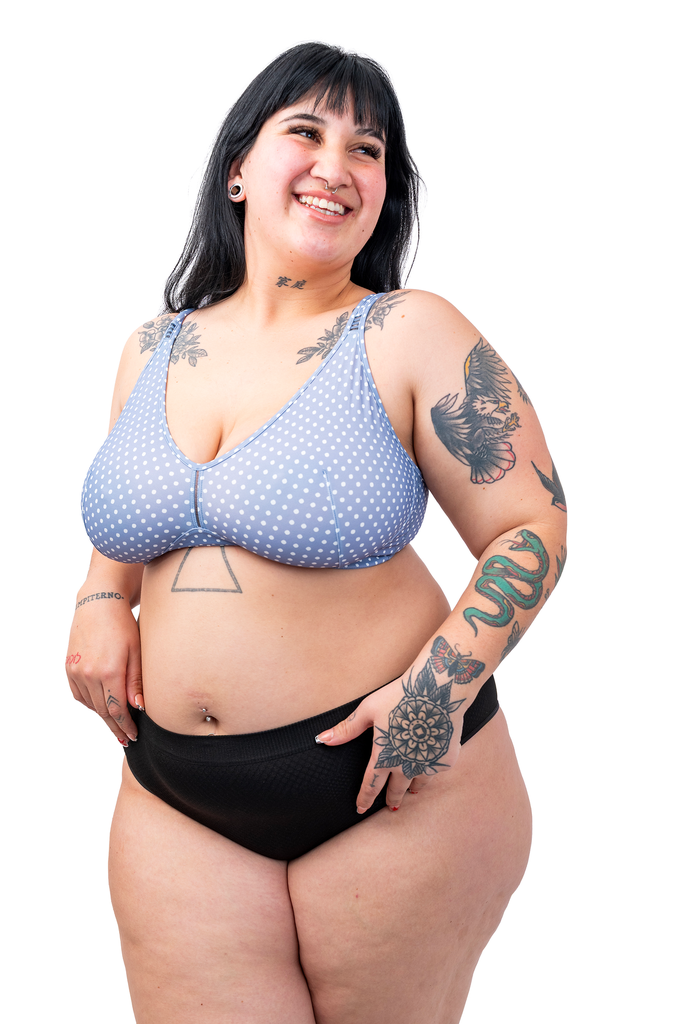 Sostén Basic en Lycra Azul Lunares